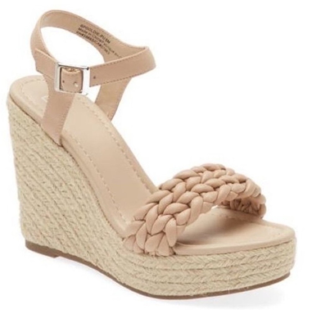 BP. New Cream Braided Wedge Sandals size 11
